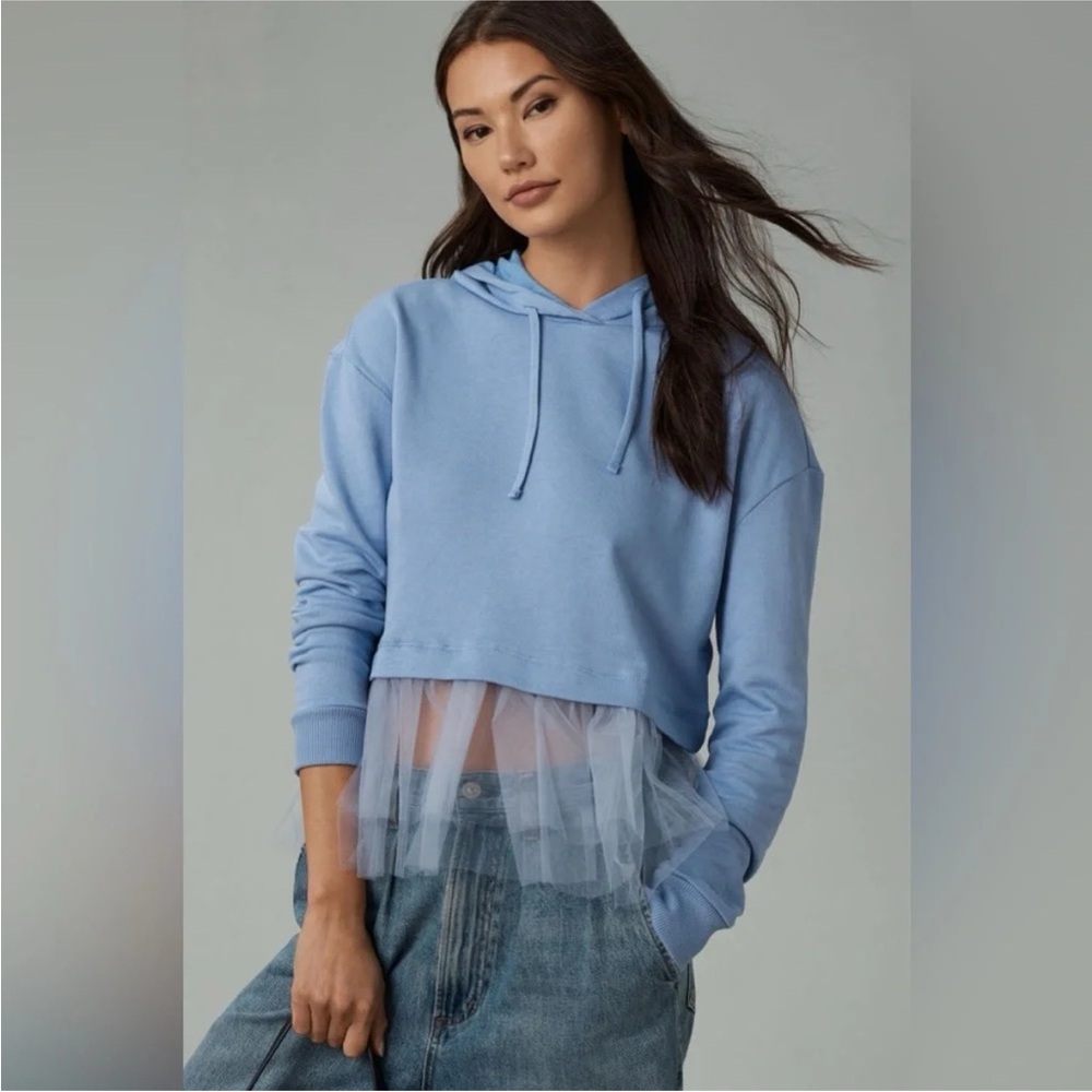 Anthropologie Pilcro Women’s Tulle Cropped Sweatshirt